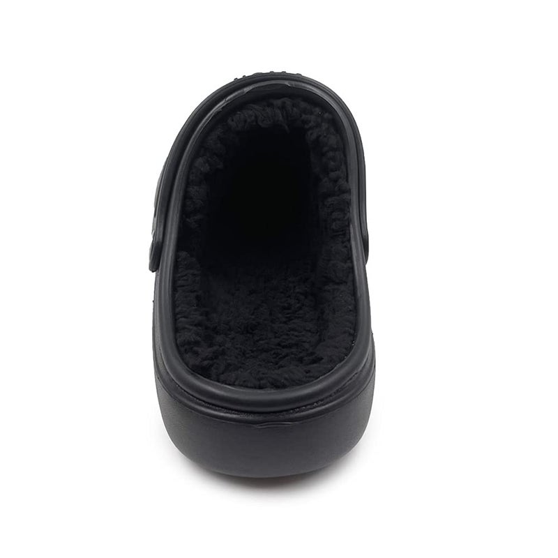Amoji Winter Fluffy Clog Fur Lining Garden Shoes Warm Furry Indoor Lined House Fuzzy Fleece Slippers D8818 Black 8 Women/6 Men - Image 4